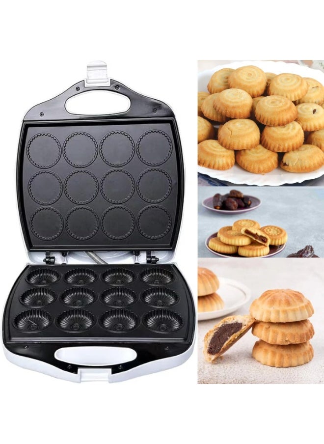 NOVA Mamool Maker / Cookie Maker Machine – 12-Piece Electric Maamoul Press with 1400W Power – Elegant White Design [IK81], Non-Stick Plates for Traditional Arabic Date Cookies, Perfect for Eid, Ramadan, Gifting  - Image 1