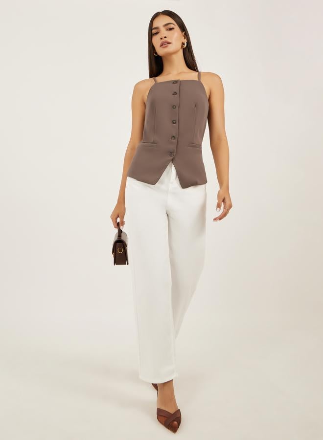 Styli Styli Square Neck Buttoned Strappy Waistcoat  - Image 2