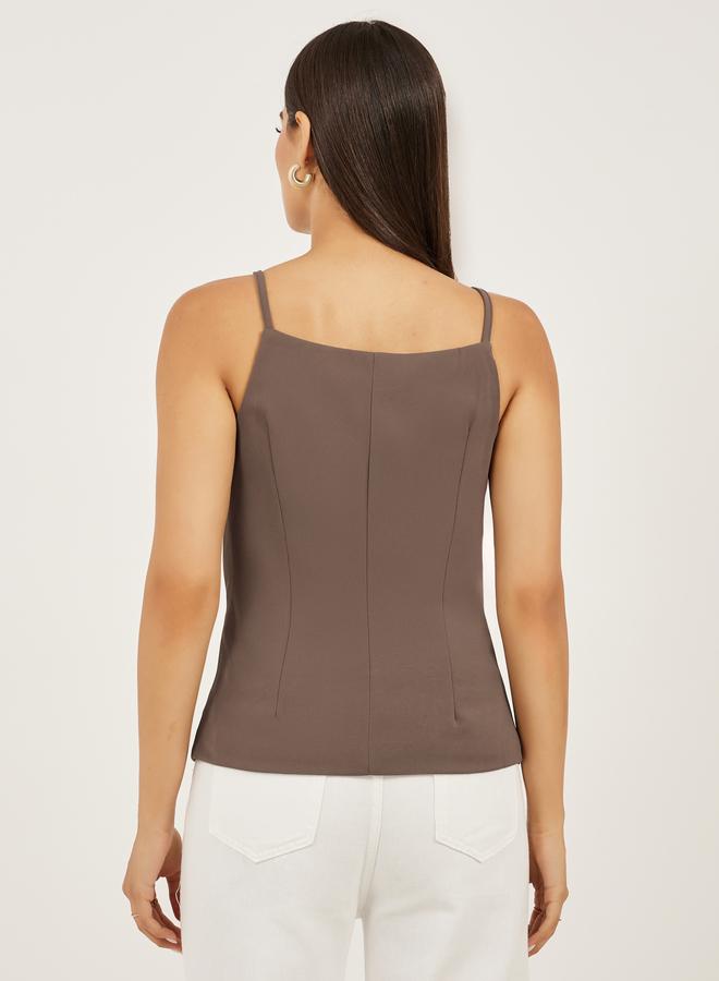 Styli Styli Square Neck Buttoned Strappy Waistcoat  - Image 4
