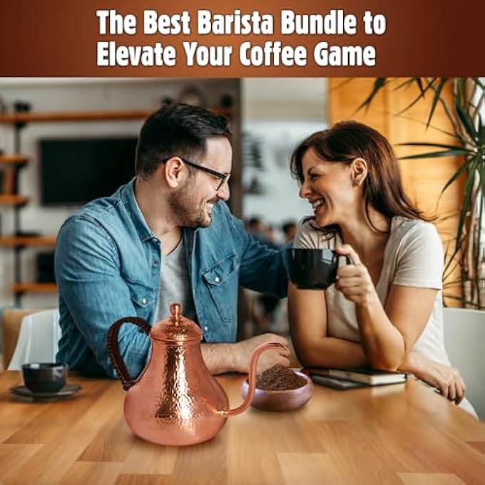 rayihni HandHammered Arabic Copper Coffee Potantique Oxidized FinishHeatResistant HandleStovetop SafeVented Lid  Precision Pouring - Image 3