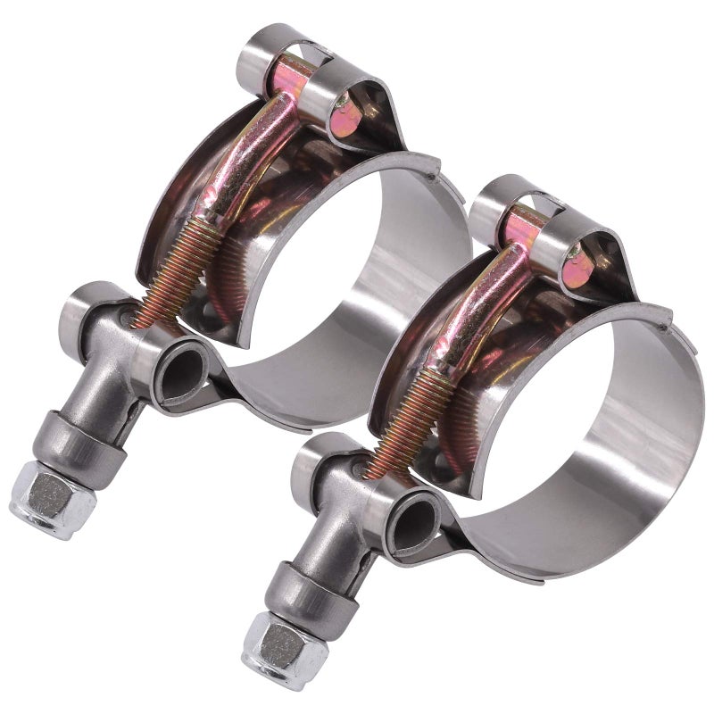 Glarks 2Pcs 3237mm Stainless Steel TBolt Hose Clamps Turbo Intake Soft Hose Intercooler Clamps