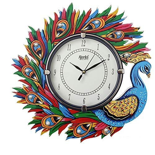 CIRCADIAN Ajanta Wooden Handpainted Desginer Wall Clock for Home | Living Room | Office | Bedroom|Multicolour - Image 1