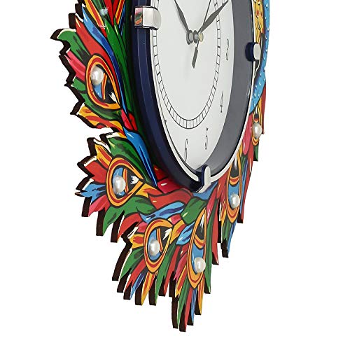CIRCADIAN Ajanta Wooden Handpainted Desginer Wall Clock for Home | Living Room | Office | Bedroom|Multicolour - Image 3
