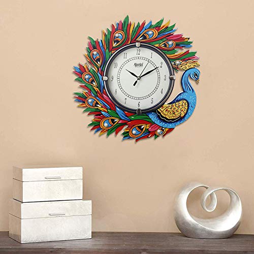 CIRCADIAN Ajanta Wooden Handpainted Desginer Wall Clock for Home | Living Room | Office | Bedroom|Multicolour - Image 2