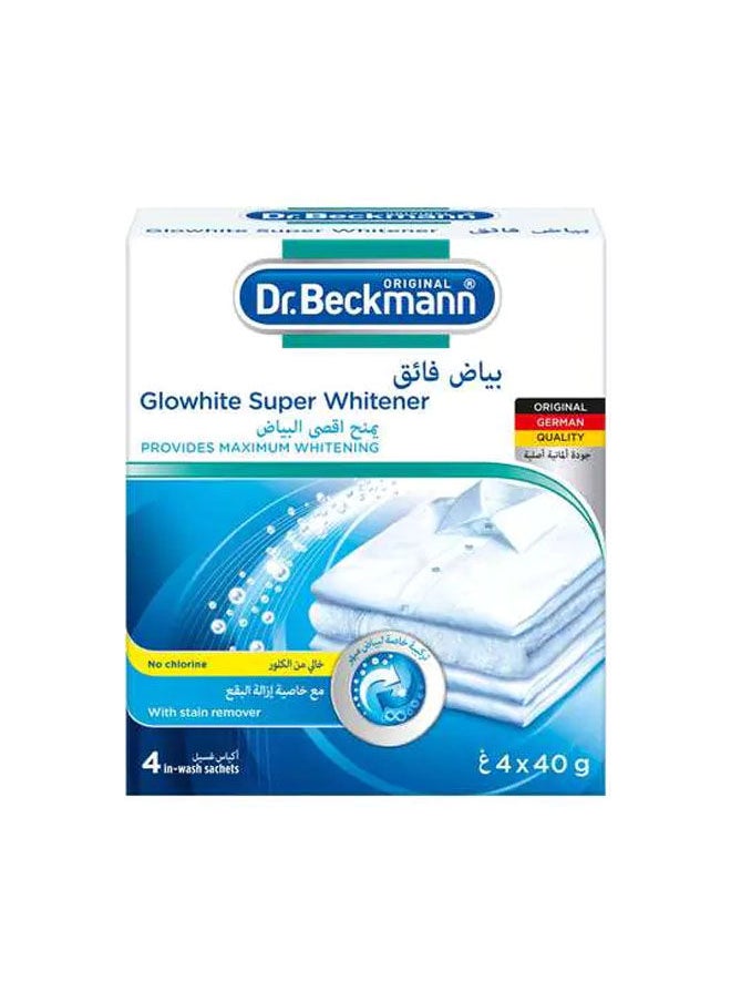 Dr. Beckmann - مسحوق غسيل الأقمشة سوبر وايتنر من جلو وايت، 4 × 40 جم - Image 1