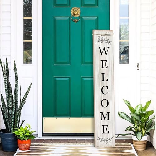 PEROUU Welcome Sign for Front Porch Standing Wooden Vertical Hanging Farmhouse Decor With Leaves for Front Door and Home Decorations 472H - Image 3