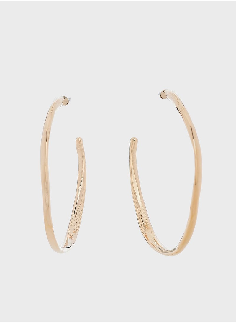 CALVIN KLEIN - Stainless Steel & Ionic Plated Carnation Gold Steel Hoop Earrings - Image 1