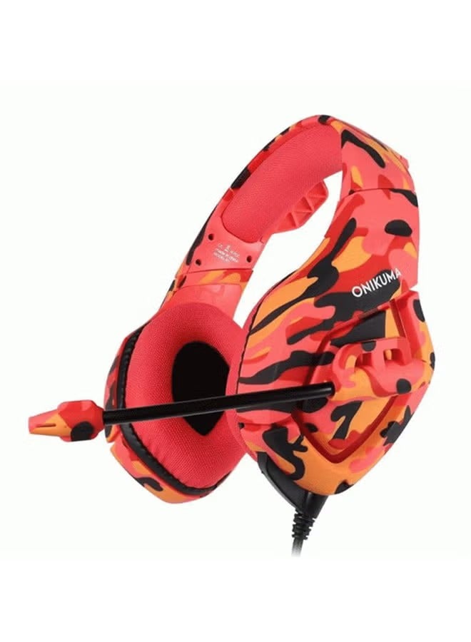 ONIKUMA K1-B Camouflage Elite Stereo Gaming Headset For PS4, Xbox, PC , Red - Image 1