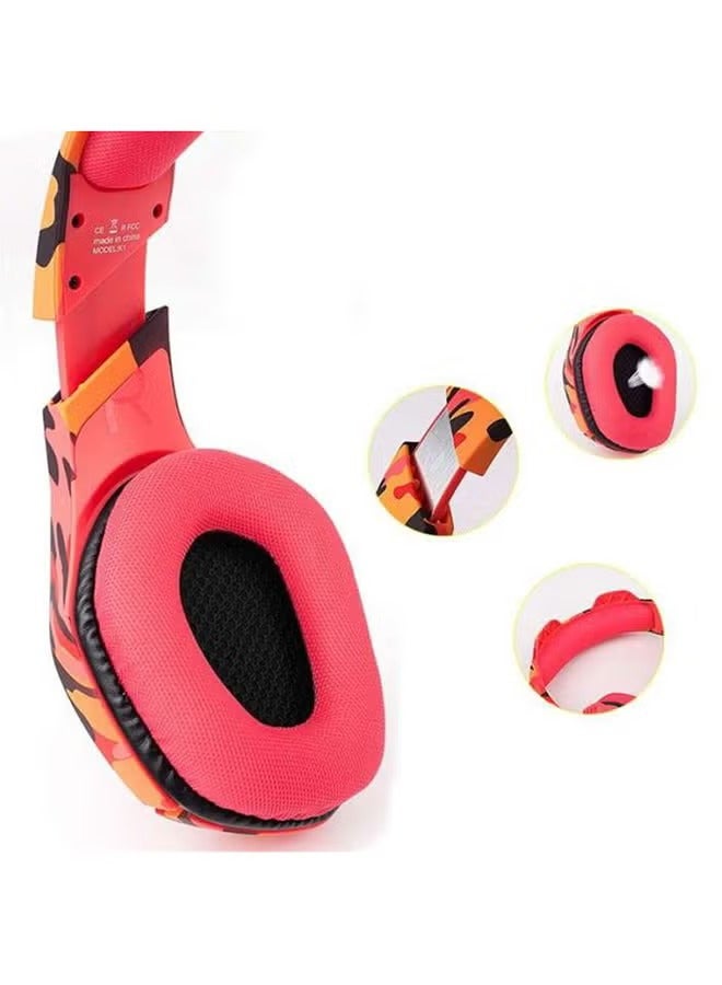 ONIKUMA K1-B Camouflage Elite Stereo Gaming Headset For PS4, Xbox, PC , Red - Image 2