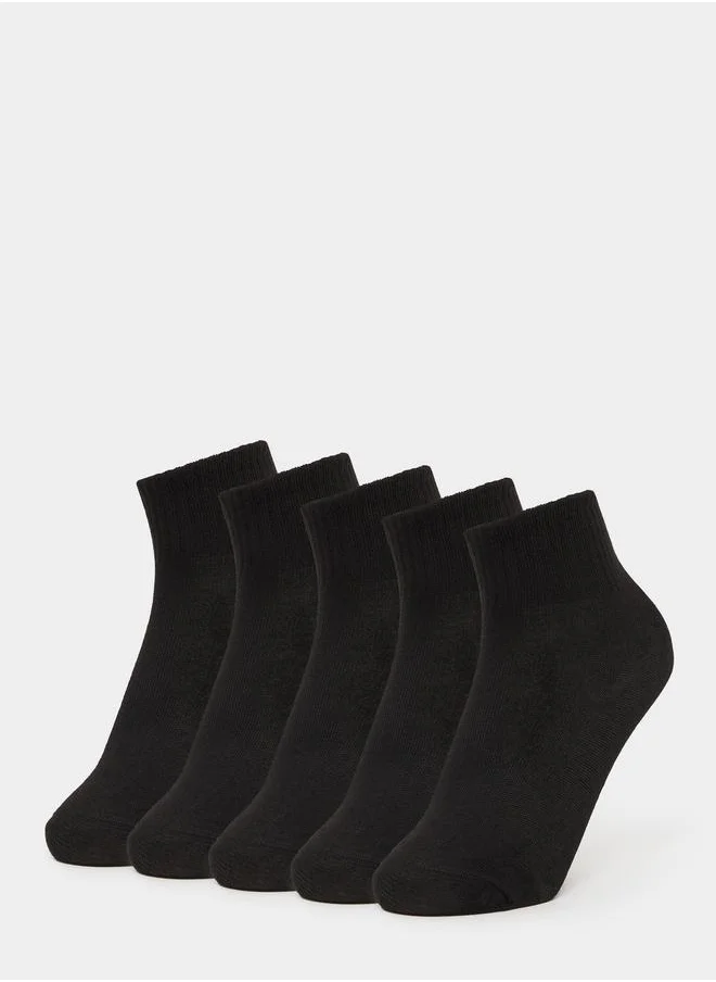 ستايلي Styli Set of 5 - Solid Crew Socks