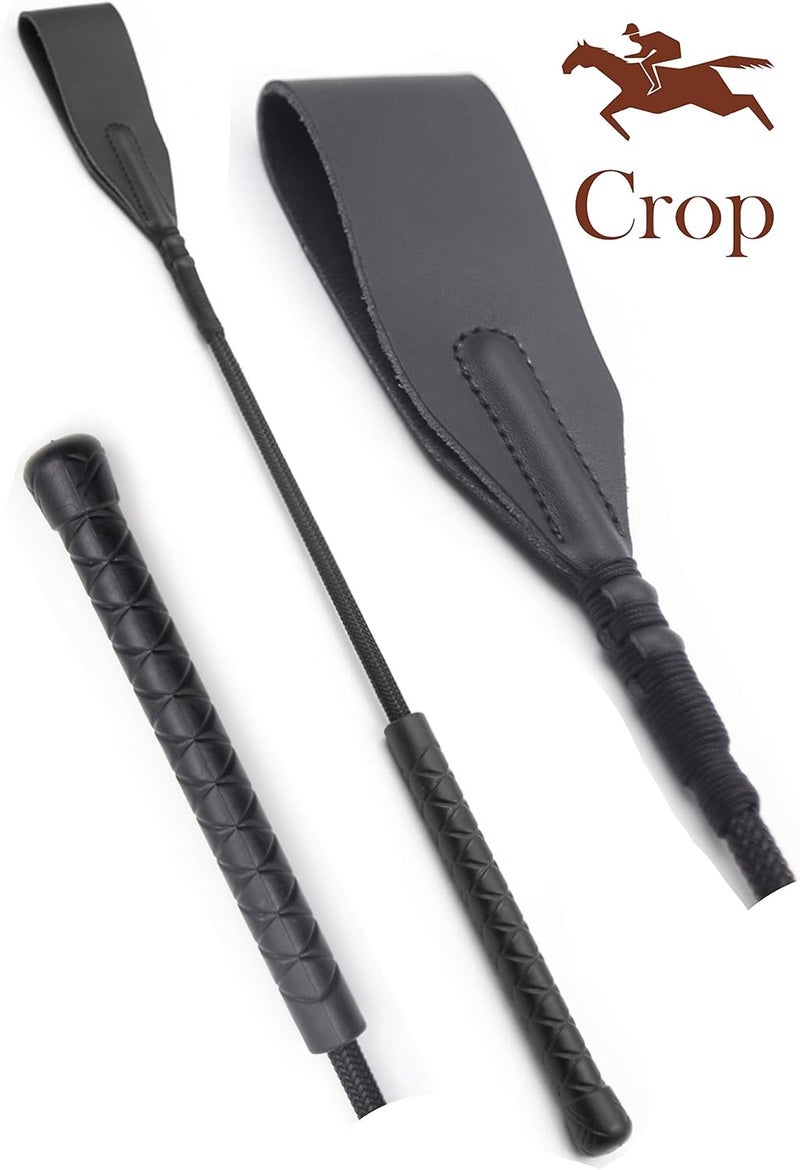 Riding Crop 18" for Horses, Equestrian Riding Crop for Horses, Double Slapper Horse Crop, Black English Riding Crop, Genuine Leather Horse Crop - Image 3