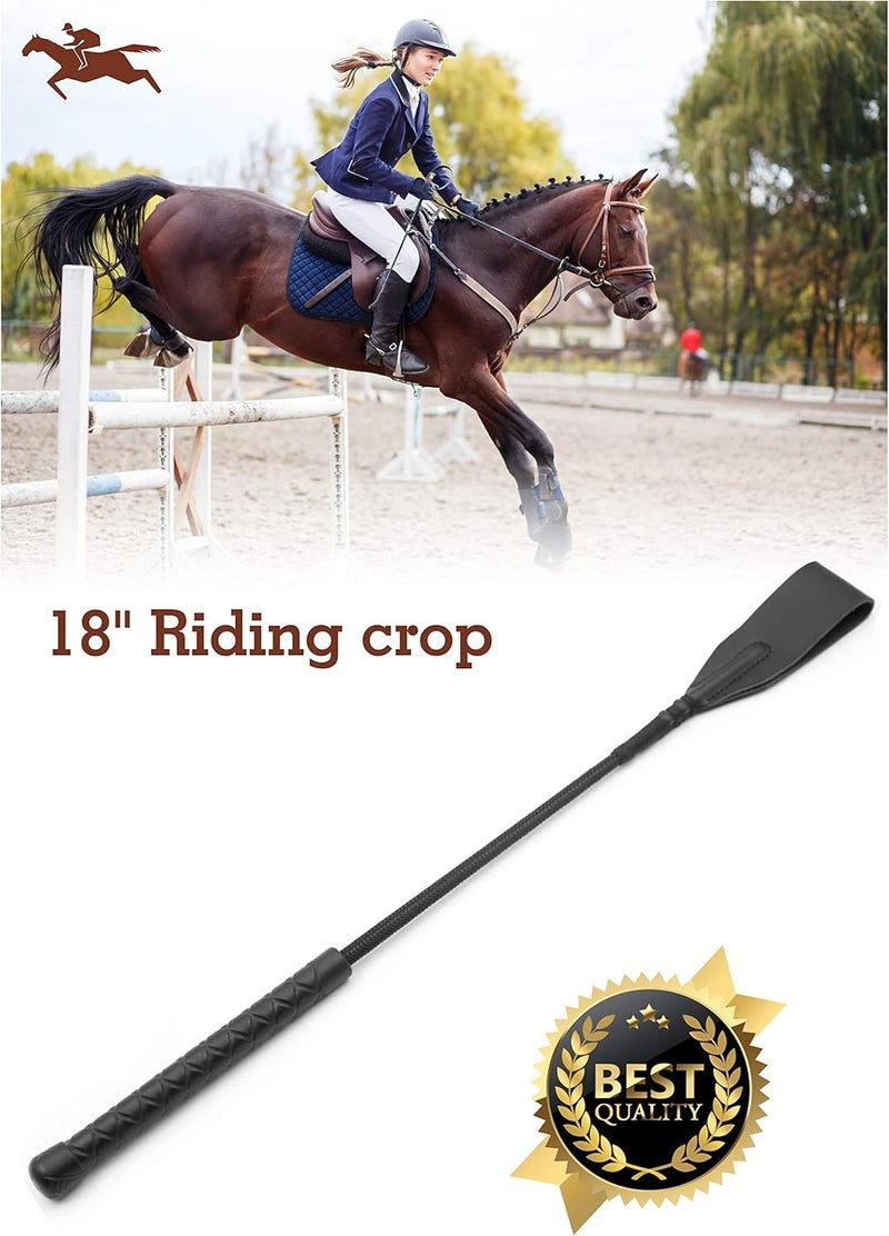 Riding Crop 18" for Horses, Equestrian Riding Crop for Horses, Double Slapper Horse Crop, Black English Riding Crop, Genuine Leather Horse Crop - Image 4