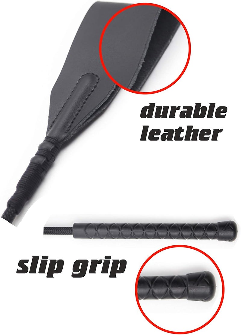 Riding Crop 18" for Horses, Equestrian Riding Crop for Horses, Double Slapper Horse Crop, Black English Riding Crop, Genuine Leather Horse Crop - Image 2