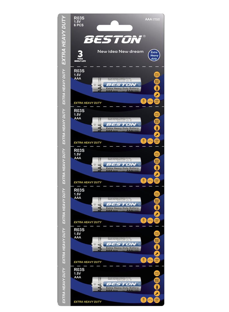 بيستون بطاريات BESTON ريموت كربون زنك شديدة التحمل اكسترا R03S AAA BP6 - Image 1
