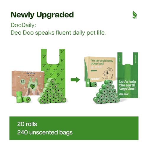 Deo Doo Dog Poop Bags with Handles Large Size 20 Rolls 240 Counts Big Sizes Leak Proof and Extra Thick Waste Bags Refill Rolls for Walking Medium Large Dogs Cats Litter Unscented - Image 3