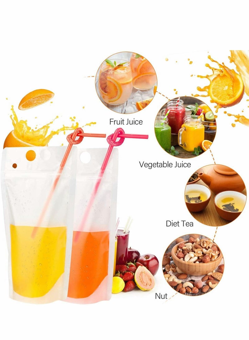 KASTWAVE 100 Cooler Bags, Juice Bag With Straw, Frozen Juice Bag Diy Portable Translucent, Sealed Zipper Beverage Bag With Silicone Funnel-17 Ounces (Approximately 481.9 g)  - Image 4