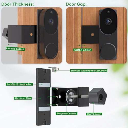 Aaeytby Anti-Theft Doorbell Camera Mount Compatible with Orbitell Video Doorbell, Anti-Blocks Motion Sensor, Adjustable Mounting Bracket Accessories for Houses, Apartments, Businesses, Rentals-Black - Image 4