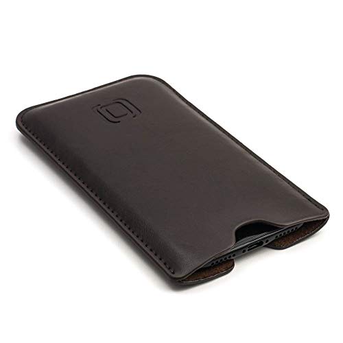 Dockem Executive Sleeve for iPhones 6.1 and 6.3 inch: Slightly Padded Premium Faux Leather w/Microfiber Lining: Slim Slip-on Case [Dark Brown] - Image 2