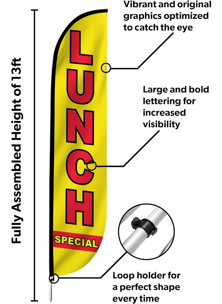 LookOurWay LookOurWay 12Feet Tall Lunch Special and Dinner Special Feather Flag Banner for Business Advertising 2Pack Includes 2 Banner Flags 2 Pole Sets and 2 Ground Spikes 10M1200130 10M1200131  - Image 2
