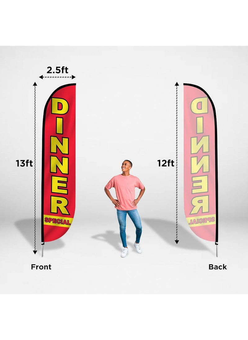 LookOurWay LookOurWay 12Feet Tall Lunch Special and Dinner Special Feather Flag Banner for Business Advertising 2Pack Includes 2 Banner Flags 2 Pole Sets and 2 Ground Spikes 10M1200130 10M1200131  - Image 4