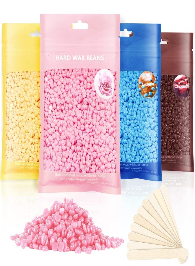 Leaflai Hard Wax Beads, Professional Wax Beads for Hair Removal 400g Hair Wax with 10 Pcs Wood Sticks for Full Body Brazilian Bikini Face Legs Eyebrow Painless at Home for Woman Men - Image 1