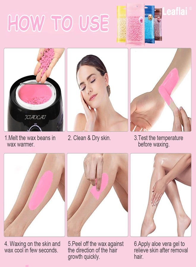 Leaflai Hard Wax Beads, Professional Wax Beads for Hair Removal 400g Hair Wax with 10 Pcs Wood Sticks for Full Body Brazilian Bikini Face Legs Eyebrow Painless at Home for Woman Men - Image 4