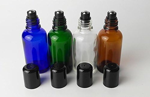 3PCS 50ML Upscale Empty Refillable Glass Roll on Bottles Essential Oil Perfume Roller Bottles with Stainless Steel Roller Ball and Black Cap Attar Bottle Brown