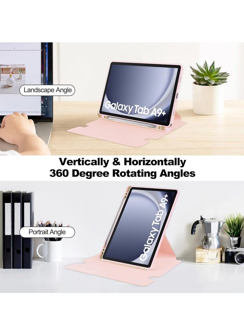Generic - Samsung Galaxy Tab A9 Plus/A9+ 5G 11 Inch 2023 Model (SM-X210/X216/X218), Slim Lightweight Stand Cover with Magnetically Detachable Wireless Bluetooth Keyboard, Black (Pink) - Image 1