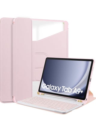 Samsung Galaxy Tab A9 Plus/A9+ 5G 11 Inch 2023 Model (SM-X210/X216/X218), Slim Lightweight Stand Cover with Magnetically Detachable Wireless Bluetooth Keyboard, Black (Pink) - pzsku/Z8034FF855DFC1BDCF130Z/45/_/1722413133/5aa9520b-914f-4763-99b1-0ffe7c46466a