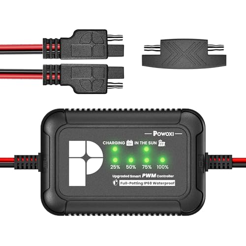 POWOXI منظم شحن الألواح الشمسية POWOXI، PWM 10A منظم بطارية لشاحن بطارية شمسية 12V، صيانة بطارية شمسية ومجموعة طاقة لبطاريات 12 فولت - Image 1