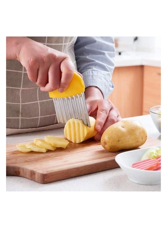 AMERTEER crinkle cutter for veggies 3Pcs waffle fries cutter,Stainless Steel Wave Crinkle Cutter, French Fries Cutter,for Vegetables, Potatoes, Cucumbers and Carrots - Image 4