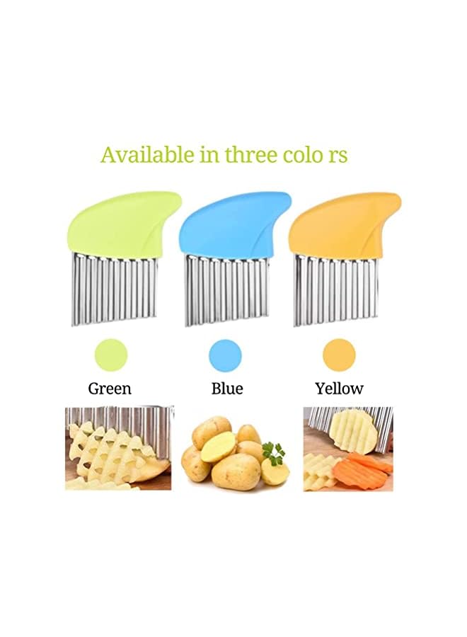 AMERTEER crinkle cutter for veggies 3Pcs waffle fries cutter,Stainless Steel Wave Crinkle Cutter, French Fries Cutter,for Vegetables, Potatoes, Cucumbers and Carrots - Image 3