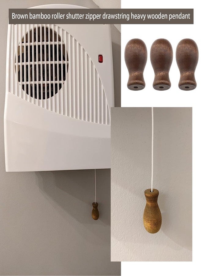 كريت آيديا مجموعة من 20 قطعة من مقابض سحب حبل الستائر الخشبية، باللون البني، تُستخدم كإكسسوارات معلقة لمراوح السقف ووحدات الإضاءة، مقاس 31 × 20 مم. - Image 2