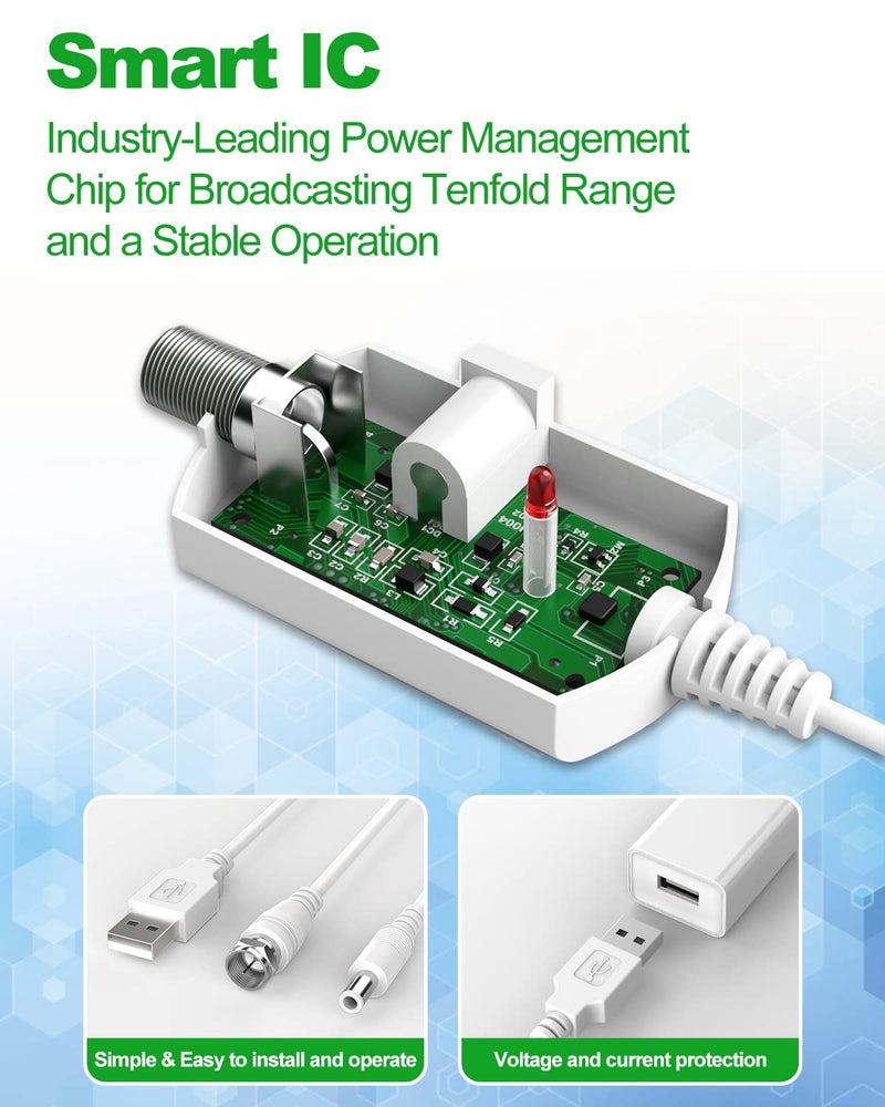 Vansky TV Antenna Indoor, Digital Amplified Indoor HDTV Antenna, 1080p VHF UHF Television Local Channels Detachable Signal Amplifier and 16.5ft Long Coax Cable - Image 4