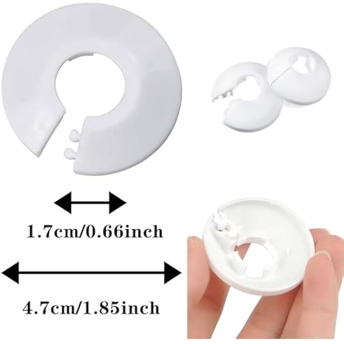 RADIATOR PIPE COVER PLATES, WHITE PLASTIC, 4.7 CM DIAMETER, SET OF 12 - Image 3