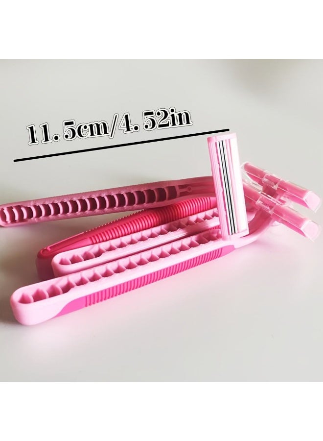 2 Packs * 4 Pieces  8PCS,Women’s Manual Razor with 3-Layer Stainless Steel Blades for Armpit, Leg and Body Hair Removal 4 Pieces Set - Image 3