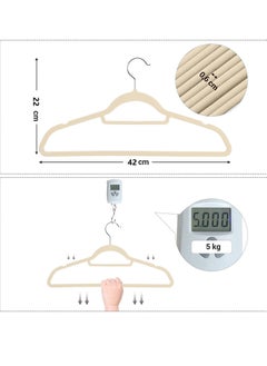 Red Dot Gift 30 Pieces 42cm Beige Non Slip Velvet Clothes Hanger with 360 Degree Rotatable Hook, Durable and Slim  - Image 3