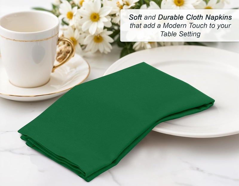 Zoyer Cloth Napkins Set of 12 18x18 Inches Cotton Enrich Napkins Cloth Washable Soft  Durable Dinner Napkins for Parties Wedding Christmas Thanksgiving  Everyday Use  Dark Green - Image 5