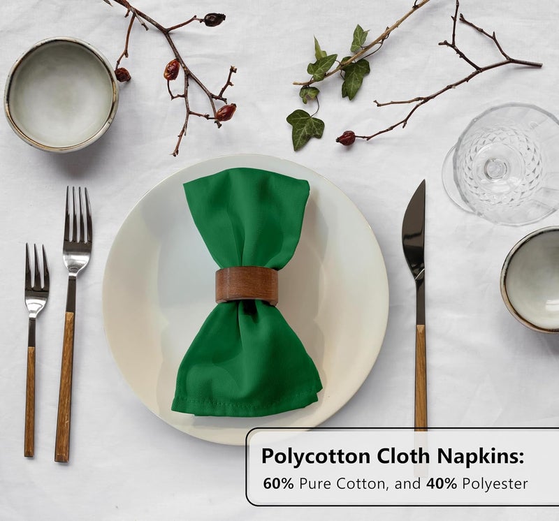 Zoyer Cloth Napkins Set of 12 18x18 Inches Cotton Enrich Napkins Cloth Washable Soft  Durable Dinner Napkins for Parties Wedding Christmas Thanksgiving  Everyday Use  Dark Green - Image 4