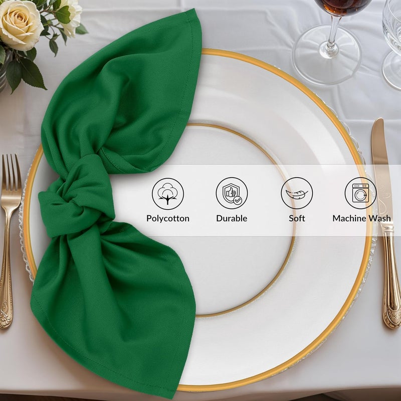 Zoyer Cloth Napkins Set of 12 18x18 Inches Cotton Enrich Napkins Cloth Washable Soft  Durable Dinner Napkins for Parties Wedding Christmas Thanksgiving  Everyday Use  Dark Green - Image 3