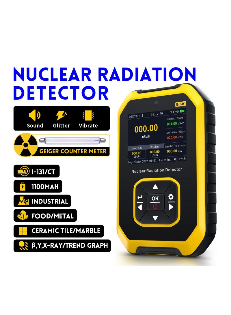 Portable Geiger Counter with LCD Display for Radiation Measurement, Pocket-Sized Geiger Meter Rechargeable Nuclear Radiation Detector 5 Dosage Units Radiation Dosimeter Compact Geiger Counter - Image 2