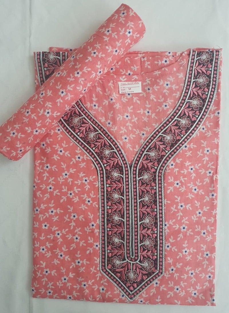 كوتون جلابية قطن كم طويل مع شيلة