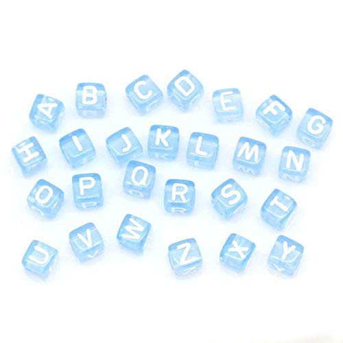 Craft Making Shop 450 Blue Acrylic Letter Beads with White Letters 6mm with 3.4mm Hole - Image 2