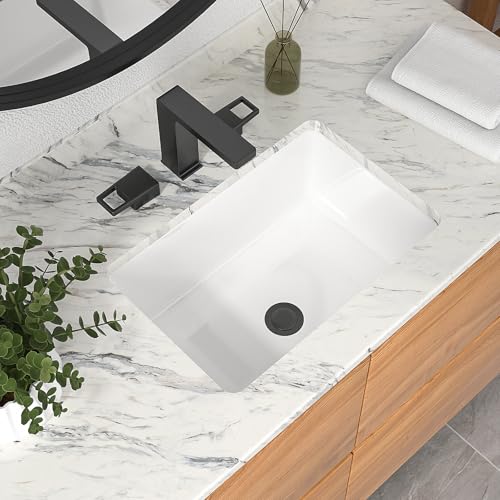 Mocoloo Undermount Bathroom Sink 18 x 12 Inch Rectangle Porcelain White Ceramic Bathroom Sink 6 Inch Deep Basin with Overflow Small Lavatory Vanity Top Under Mounted the Counter - Image 1