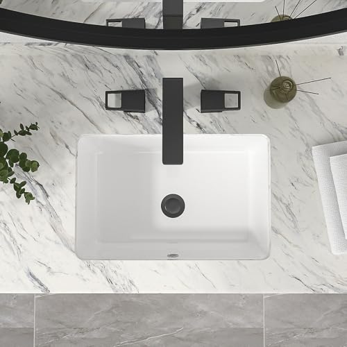 Mocoloo Undermount Bathroom Sink 18 x 12 Inch Rectangle Porcelain White Ceramic Bathroom Sink 6 Inch Deep Basin with Overflow Small Lavatory Vanity Top Under Mounted the Counter - Image 3