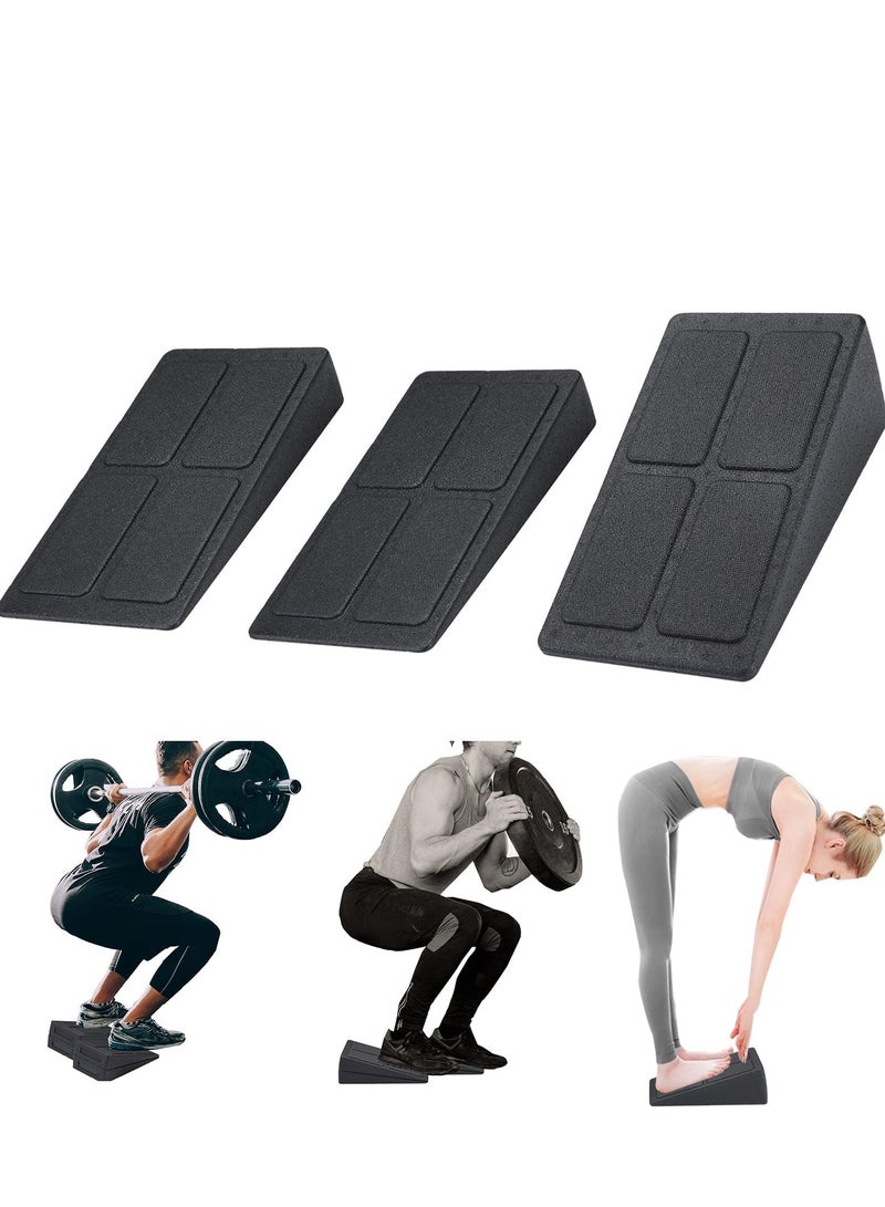 Generic Squat Wedge Block Adjustable Non-Slip Squat Ramp Slant Board Calf Stretcher, Heavy Duty 3pcs Foam Foot Ankle Knee Stretcher Leg Extender, Incline Board Platform for Heel Elevated Squat 