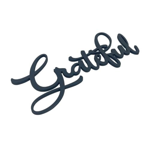 The Acrylic Place Black Wooden Word Script Cutout Sign for Home Decor (Grateful) - Image 2
