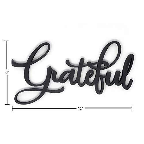 The Acrylic Place Black Wooden Word Script Cutout Sign for Home Decor (Grateful) - Image 5