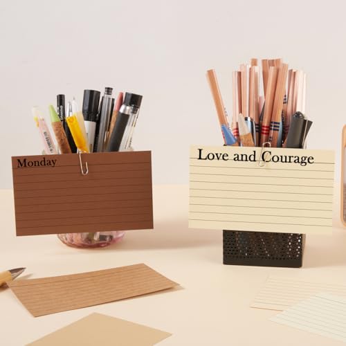 Topeen 100 Sheets 3x5 Colored Ruled Note Cards Index Cards, 250 GSM Heavy Flashcards, 5 Brown - Image 4