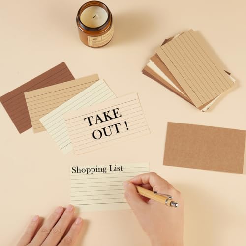 Topeen 100 Sheets 3x5 Colored Ruled Note Cards Index Cards, 250 GSM Heavy Flashcards, 5 Brown - Image 5